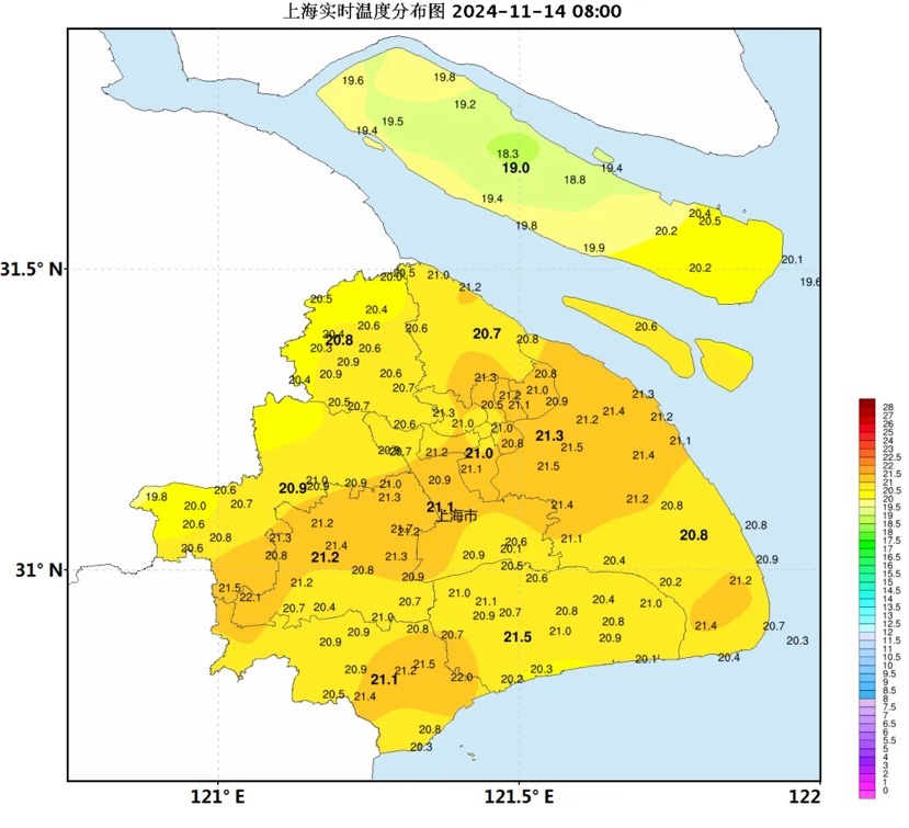 立冬气温归热至24度 受热湿气流影响上海阴雨天将延续至下周二