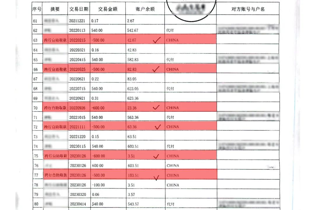 老人名下银行卡被盗刷的提现记录警方提醒，雇用家政服务人员时应通过正